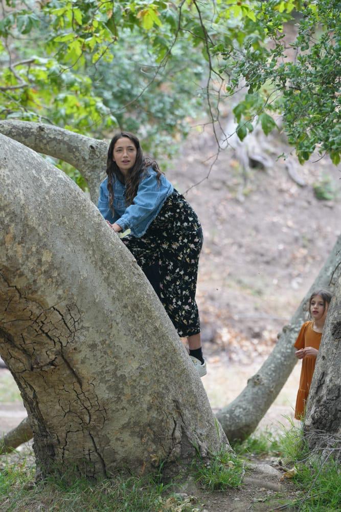 Climbing trees during the Easter Egg Hunt